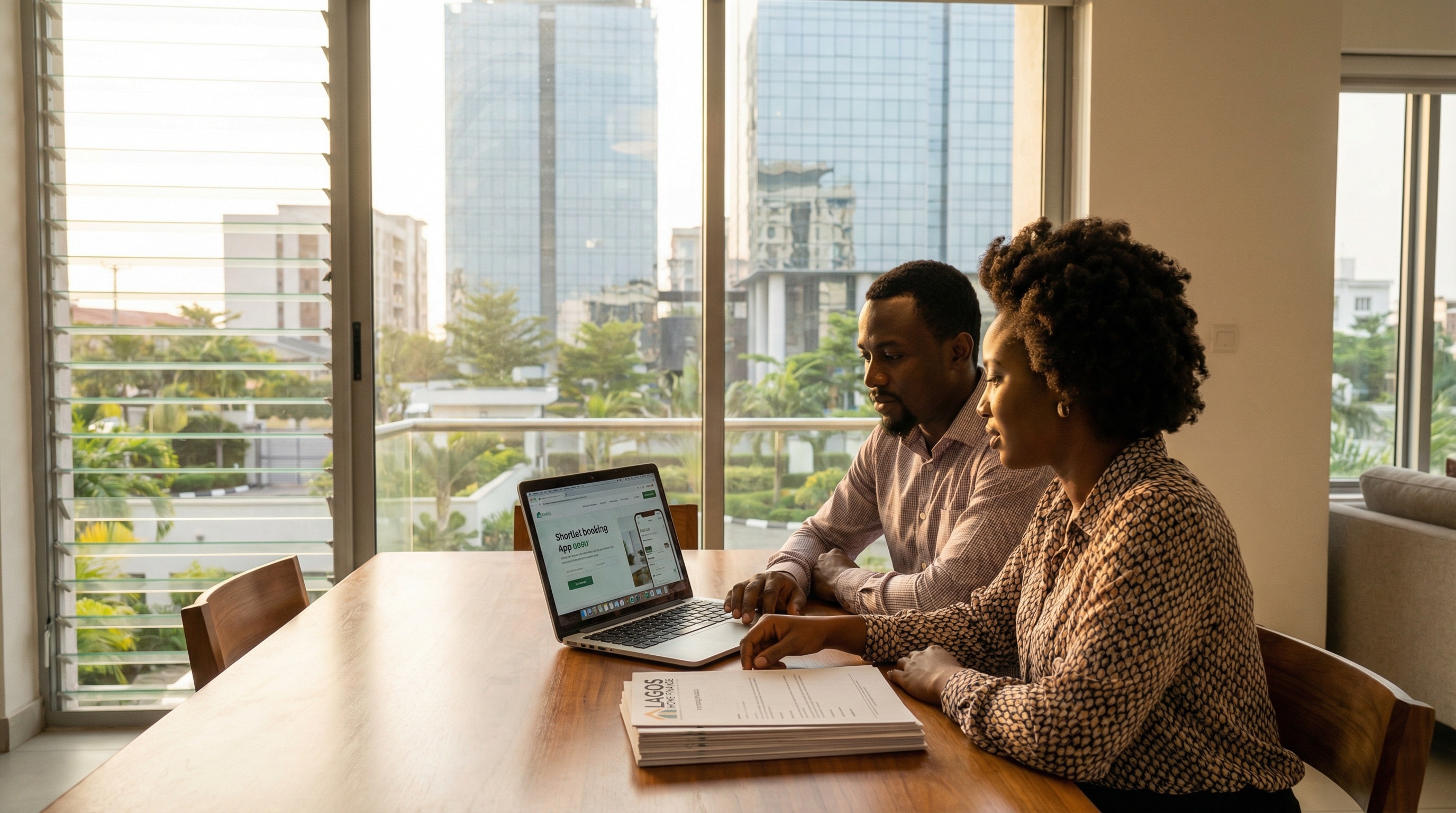 Nigerian professionals in a premium Lagos setting; local expertise and professional excellence in real estate tools.